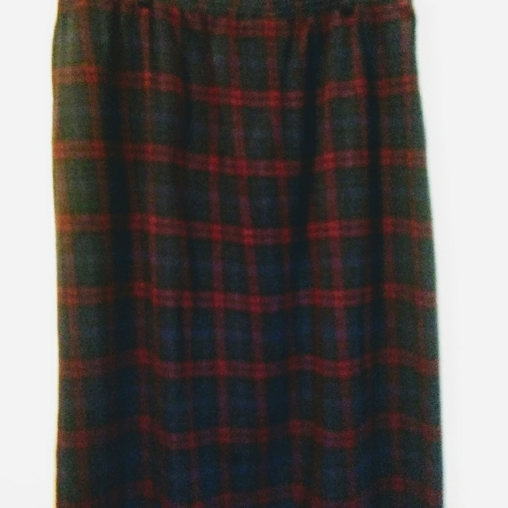 Vintage Plaid Flannel Pencil Skirt